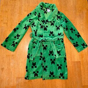 Minecraft CREEPER ROBE ~ Size 10 ~ Green Black Bathrobe Plush Fleece PJ ~ Mojang